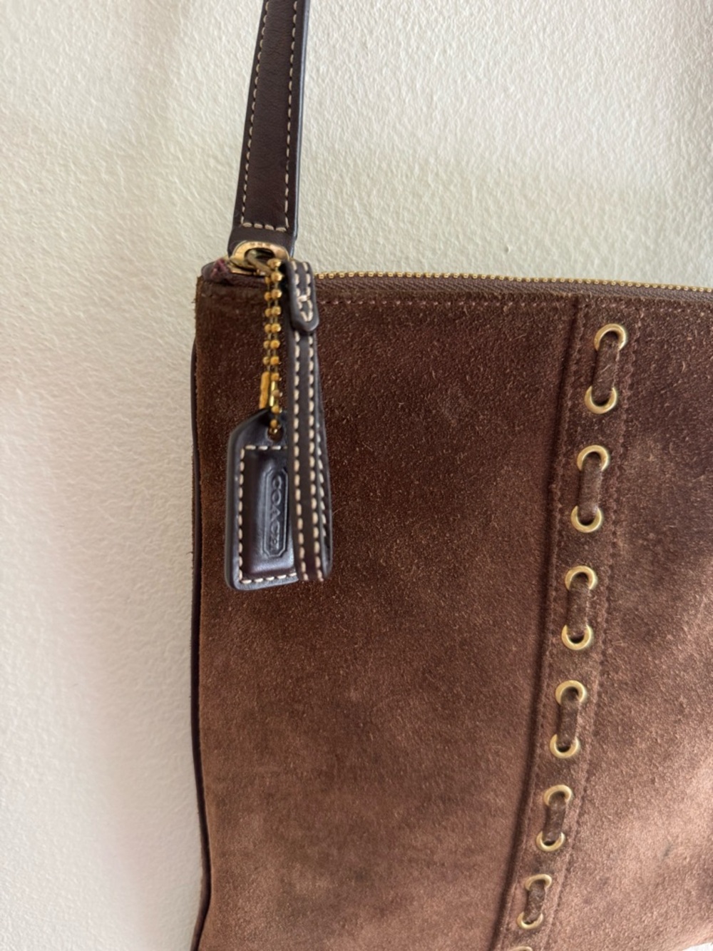 Vintage Y2K coach suede crossbody purse brown - Picture 3 of 12